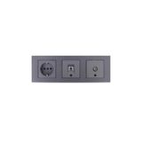 OVİVO Ovivo Grano Füme Üçlü Set Topraklı Priz + Uydu (Televizyon) Prizi + Nümeris (Telefon) Prizi