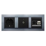 Ovivo Quantum Gumus 3'Lu Set Toprakli Priz, F Konnektor Ve Cat5 Data Priz Set