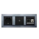 Ovivo Quantum Gumus 3'Lu Set Toprakli Priz, F Konnektor Ve Numeris Cat3 Telefon Priz Set