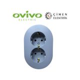 Ovivo Xone Gri İkili Topraklı Priz Sıva Üstü