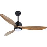 Ovlaim 52” Akıllı Tavan Vantilatörü, Doğal Renk, Masif Ahşap 3 Kanatlı, LED Işıklı, Sessiz Dc Motor - Kahverengi