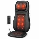 Ovmalı Isıtmalı Masaj Koltuğu Minderi, Boyun Masaj Yastığı Eklentili Shiatsu Sırt Bel Masaj Aleti Titreşim Modlu Ayarlanabilir Boyun Destekli Nokta Masajlı Çıkarılabilir Deri Pedli Ev Ofis Minderi