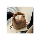 Ovo Life Kadın Şık Kürk Fermuarlı Yumuşak Peluş Omuz Çantası