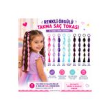 OVO SHOP Kız Çocuk Renkli Örgülü Takma Saç Tokası - Renkli Sentetik Saç Aksesuarı
