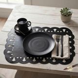 Ovola Amerikan Servis Suni Deri Sofra Altlığı Fisto Desen Koleksiyonu - 35 x 50 cm - Siyah