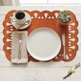 Ovola Amerikan Servis Suni Deri Sofra Altlığı Fisto Desen Koleksiyonu - 35 x 50 cm - Turuncu