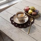 Ovola Bardak Altlığı Suni Deri Içecek Altlığı Kahve Renk Fisto Desen Koleksiyonu - 12 cm