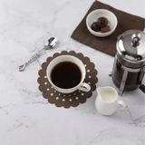 Ovola Bardak Altlığı Suni Deri Içecek Altlığı Vizon Renk Duru Desen Koleksiyonu - 12 cm