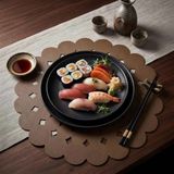 Ovola Supla Suni Deri Yuvarlak Amerikan Servis Duru Desen Koleksiyonu - 35 cm - Vizon