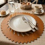 Ovola Supla Suni Deri Yuvarlak Amerikan Servis Güneş Desen Koleksiyonu - 35 cm - Güneş Sarısı