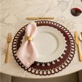 Ovola Supla Suni Deri Yuvarlak Amerikan Servis Petek Desen Koleksiyonu - 35 cm - Bordo