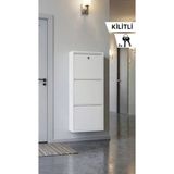 OVROL Kilitli Üçlü Metal Ayakkabılık Beyaz (Yedek Anahtarlı)