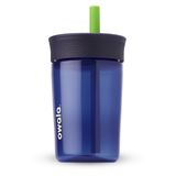 Owala Çocuklar için BPA İçermeyen Plastik Bardak Dökülmeye Dayanıklı Esnek Pipet, Temizlemesi Kolay, Çocuk Su Şişesi, Seyahat için Harika, Bulaşık Makinesinde Yıkanabilir, 425 ml, Lacivert ve Mavi (Ev