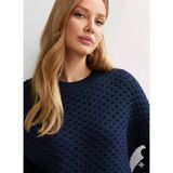 Owerall Kadın Triko Premium Dokulu Özel Örgü Bisiklet Yaka Kazak Salaş/oversize - Lacivert