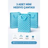 Owersea 3 Adet Puantiyeli Mini Hediye Çantası 12x17 cm İpli Karton Hediyelik Parti Çantası