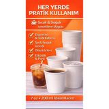 Owersea 7 oz 100 Adet Tek Kullanımlık Karton Bardak, Beyaz