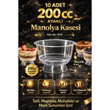 Owersea ayaklı magnolya Kasesi 200 cc 10 Adet Şeffaf Sert Mika Tatlı Muhallebi Tiramisu Sunum Kabı *