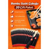 Owersea Bambu Sushi Çubuğu, 20 Çift Paket, Tek Kullanımlık Chopstick, Doğal Bambu