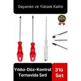 Owl 0WL 3'lü Tornavida Seti Ergonomik Tasarımlı Düz Yıldız Tornavida ve Kontrol Kalemi