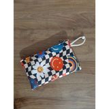 Owl Bag Aesthetic Dama Fon Papatya ve Güneş Desenli Tasarım Bez Kalemlik-Cüzdan
