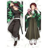 Owl Bag Anime-Demon Slayer -Tanjiro Desenli Sarılma Yastığı ( Hugging Pillow) Kılıfı - Yeşil - 50 x 140