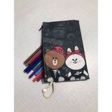Owl Bag Bear Brown Desenli Tasarım Bez Kalemlik - Cüzdan