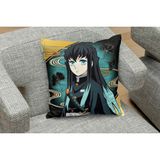 Owl Bag Demon Slayer Muichiro Desenlı Kare Yastık Kılıfı - Renkli - 43 x 43