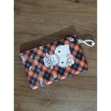 Owl Bag Hello Kity - Ekose Kahverengi Desenli Tasarım Bez Kalemlik-Cüzdan