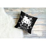 Owl Bag Hello Kity Gothic Desenli Kare Yastık Kılıfı - Siyah - 43 x 43