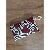 Owl Bag Kırmızı Kalpler Sarmal Motif Desenli Tasarım Bez Kalemlik-Cüzdan