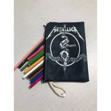 Owl Bag Metallica Logo Desenli Tasarım Bez Kalemlik - Cüzdan