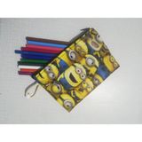 Owl Bag Minions Desenli Tasarım Bez Kalemlik-Cüzdan