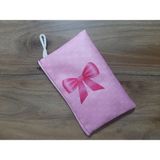 Owl Bag Pembe Fiyonk Kurdele Desenli Tasarım Bez Kalemlik-Cüzdan - 1 Parça