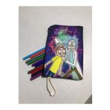 Owl Bag Rick And Morty Desenli Tasarım Bez Kalemlik-Cüzdan