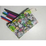 Owl Bag Rick Morty Kolaj Desenli Tasarım Bez Kalemlik-Cüzdan