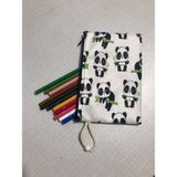 Owl Bag Sevimli Pandalar Desenli Tasarım Bez Kalemlik-Cüzdan