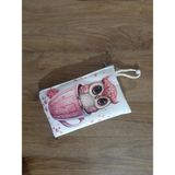 Owl Bag Sevimli Pembiş Baykuş Desenli Tasarım Bez Kalemlik-Cüzdan