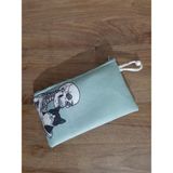 Owl Bag Skull And Cat Love Mavi Fon Tasarım Bez Kalemlik-Cüzdan