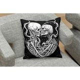 Owl Bag Skull's Love Siyah Desenlı Kare Yastık Kılıfı - Renkli - 43 x 43