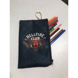 Owl Bag Stranger Things-Hellfire Desenli Tasarım Bez Kalemlik - Cüzdan