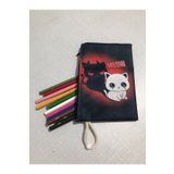 Owl Bag Swety Devil Cat Desenli Tasarım Bez Kalemlik - Cüzdan