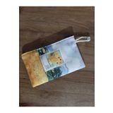 Owl Bag Van Gogh Sanat - 50 Cents Pul Desenli Tasarım Bez Kalemlik-Cüzdan