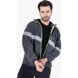 OWL Neon Sarı Fermuarlı Reflektörlü Polar - Gri Melanj - 2XL