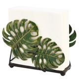 Owlgift Metal Ginkgo Yapraklar Masalar için Peçete Tutucuları, Masa Üstü Bağımsız Doku Dispenseri, Ahşap Peçete Tutucu Dispenser Standı (Yeşil)