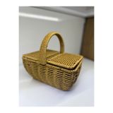 OWLORA Mini Rattan Görünümlü Kapaklı Piknik Sepeti