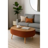 Own Home Luno Orta Sehpa, Teddy Kumaş Kaplamalı Ahşap Ayaklı Yuvarlak Orta Sehpa, Modern Orta Sehpa - Kahverengi
