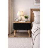Own Home Nivo Sandıklı Komodin Modern Tasarım Teddy Kumaş Kaplamalı Ahşap Ayaklı Siyah Renkli