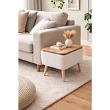 Own Home Nora Sandıklı Yan Sehpa Modern Tasarım MDF Materyal Teddy Kumaş Kaplama Özellikli - Beyaz