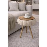 own home Papatya Teddy Kumaş Kaplamalı Ahşap Ayaklı Yuvarlak Zigon Sehpa , Yan Sehpa