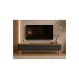 own home Sarven Sandıklı TV Ünitesi, Teddy Kumaş Kaplamalı Ahşap Ayaklı Modern TV Ünitesi